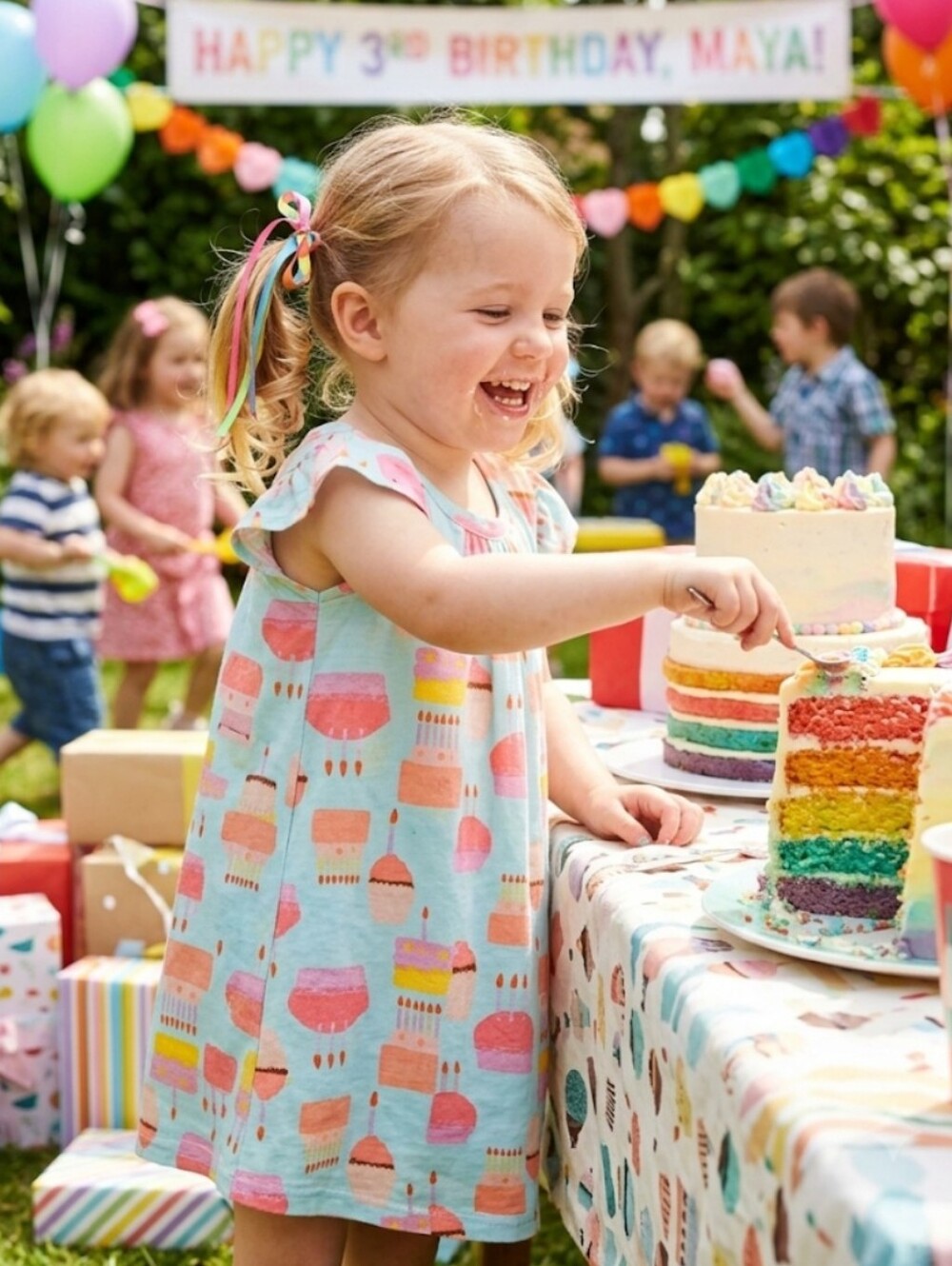 Dot Dot Smile Little Girls Size 3/4 Dress Birthday Cupcakes Swing Dress